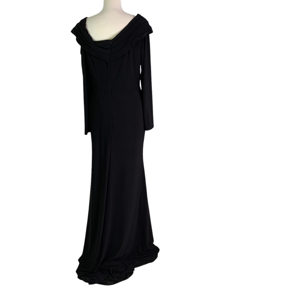 MAC DUGGAL IEENA Drop Shoulder Long Sleeve Column Formal Gown Black Size 14 NWT - Picture 10 of 12